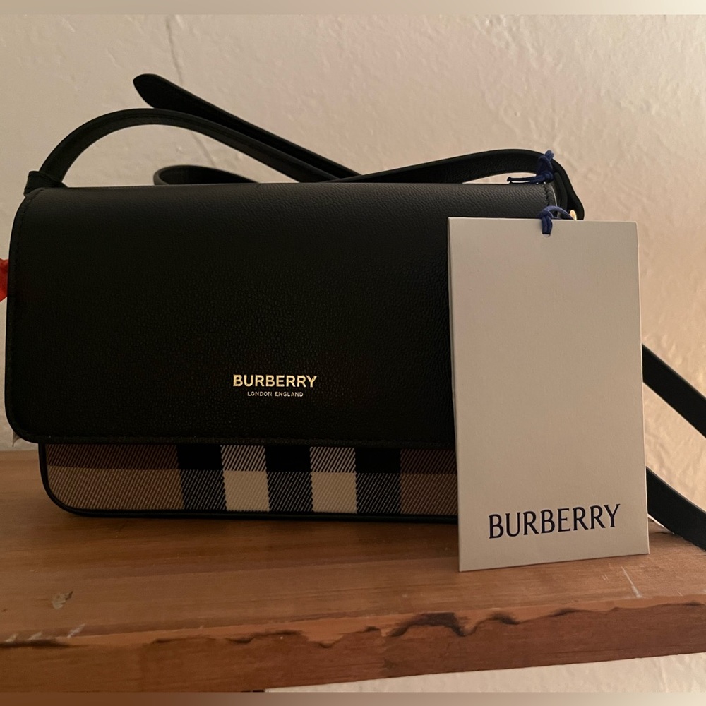 Burberry Black and Checkered Crossbody Bag